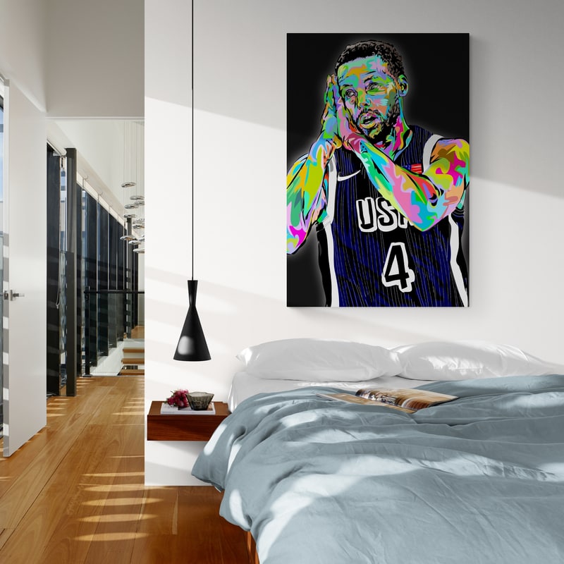Steph Curry Team USA by Technodrome1 wall art in a bedroom
