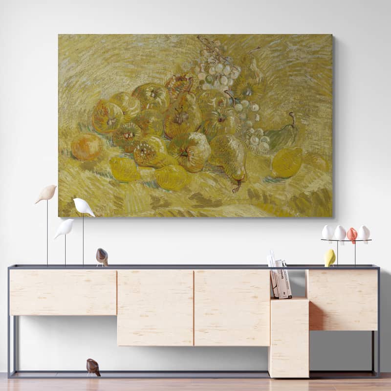 Still Life with Apples, Pears, Lemons and Grapes 1887 by Vincent Van Gogh wall art from Glam Wall Art