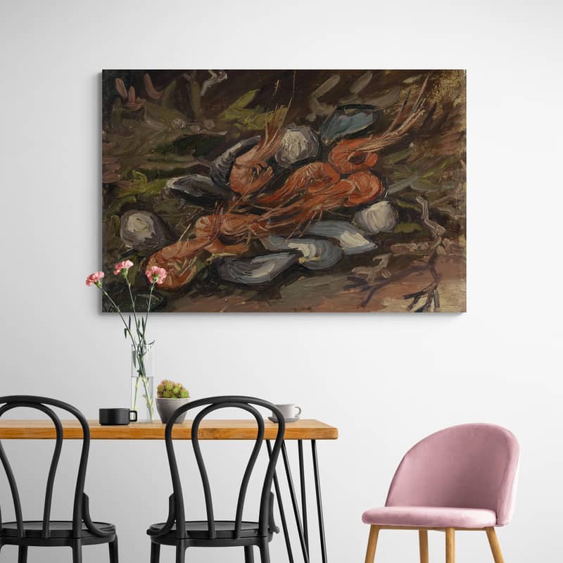 Still Life with Mussels and Shrimps 1886 by Vincent Van Gogh wall art from Glam Wall Art