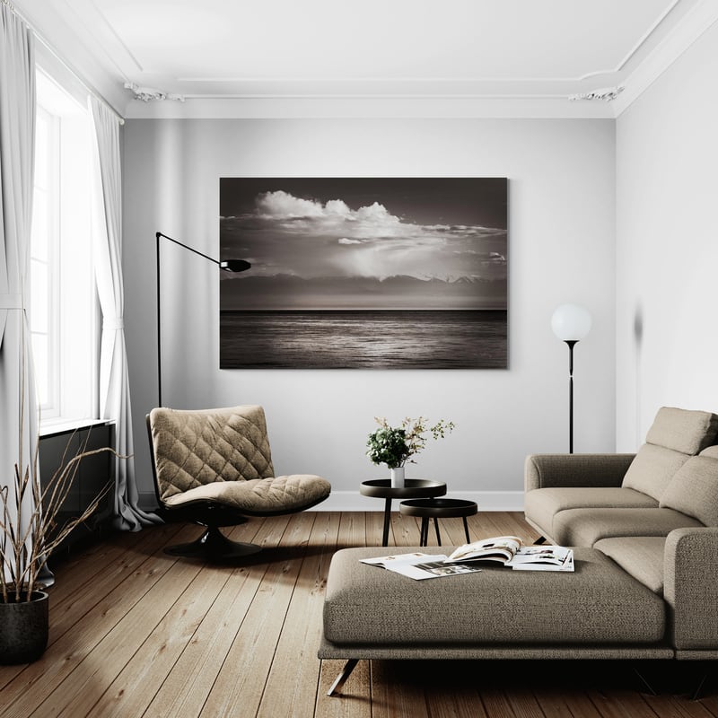 Straight Of Juan De Fuca by Alan Majchrowicz wall art in a living room