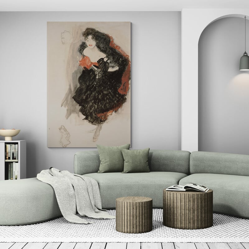 Study for Judith II by Gustav Klimt wall art in a living room