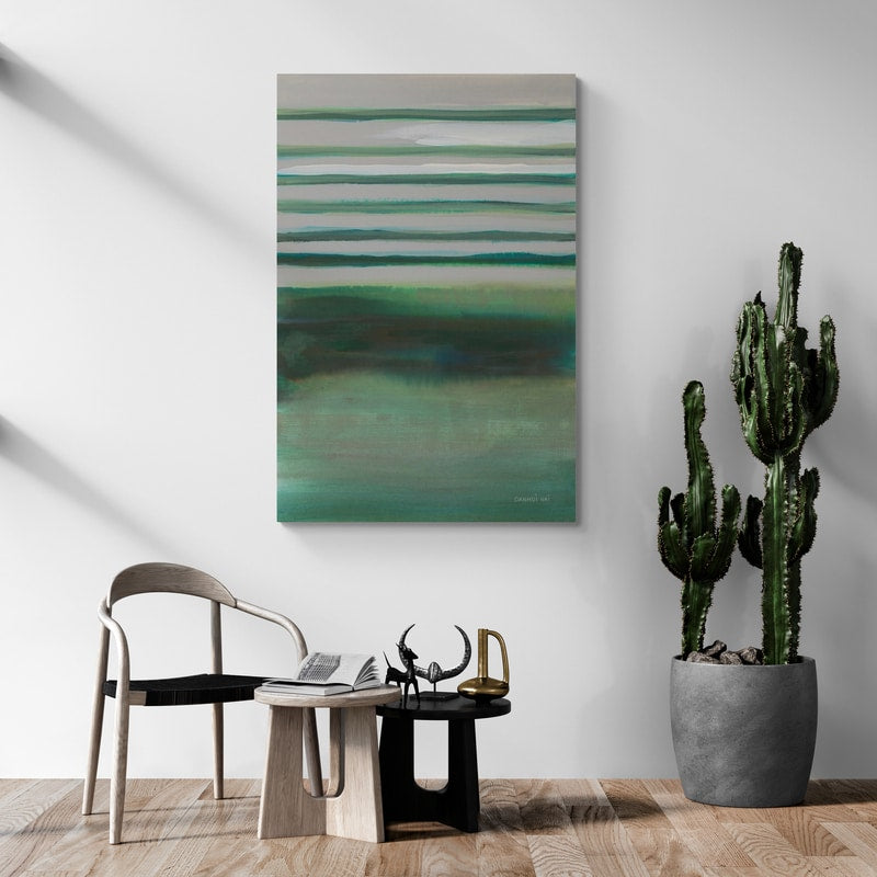Study In Green II by Danhui Nai wall art in a living room