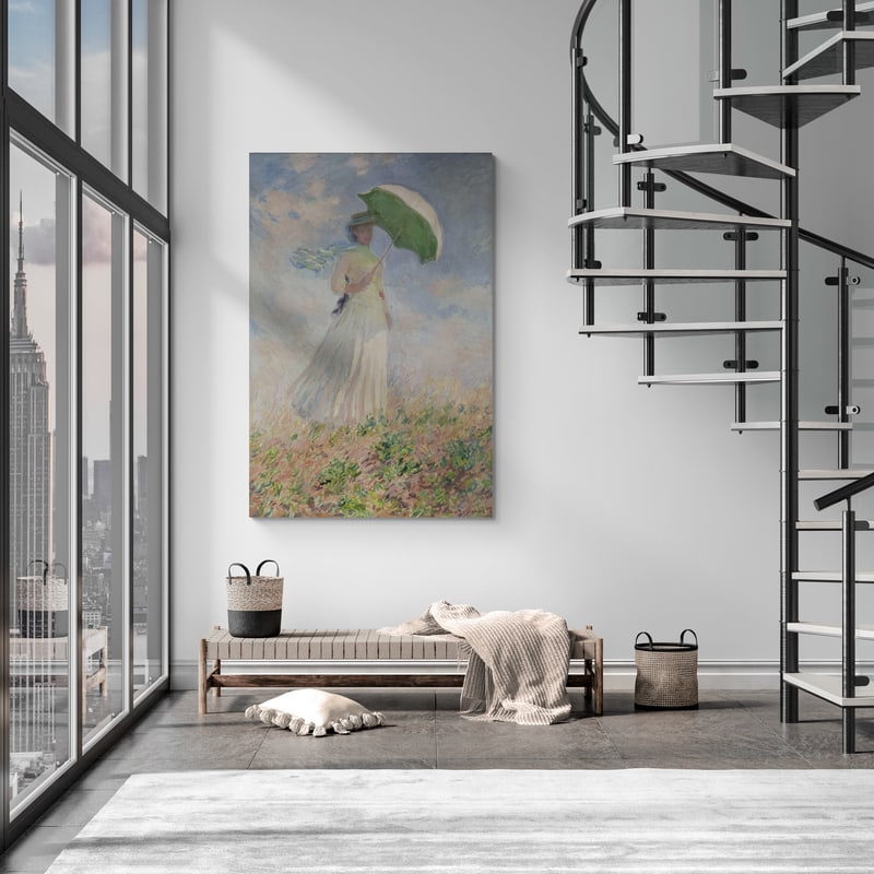 Study of a Figure Outdoors Facing Right 1886 by Claude Monet wall art in a living room