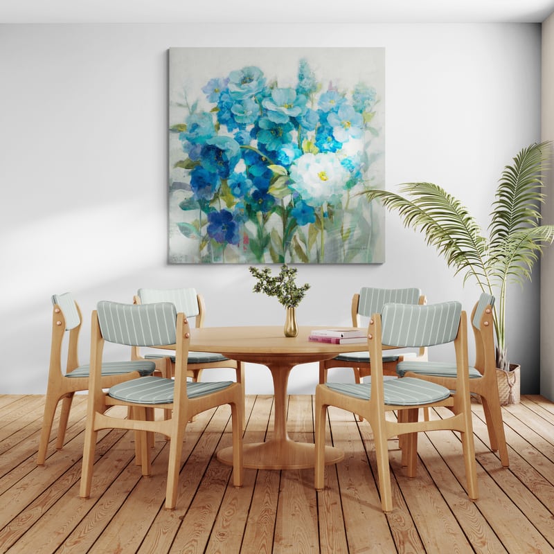 Summer Blues by Danhui Nai wall art in a dining room