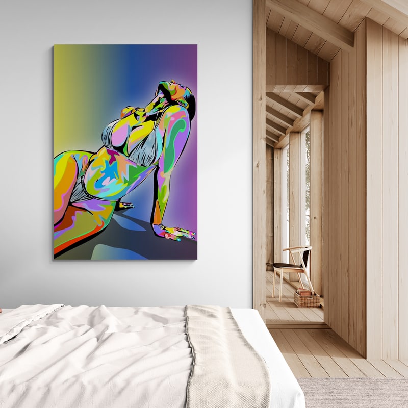 Sunbathing Bikini by Technodrome1 wall art in a bedroom