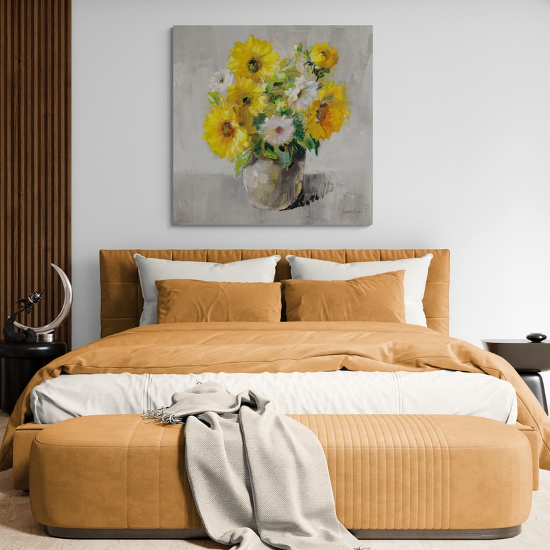 Sunflower Still Life I On Gray by Danhui Nai wall art from Glam Wall Art
