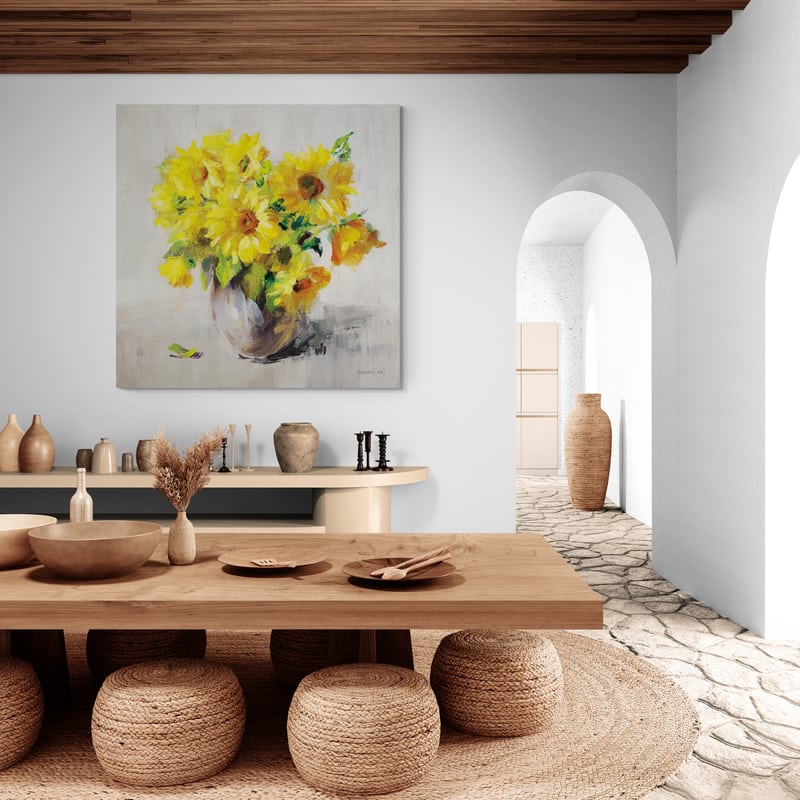 Sunflower Still Life II On Gray by Danhui Nai wall art from Glam Wall Art