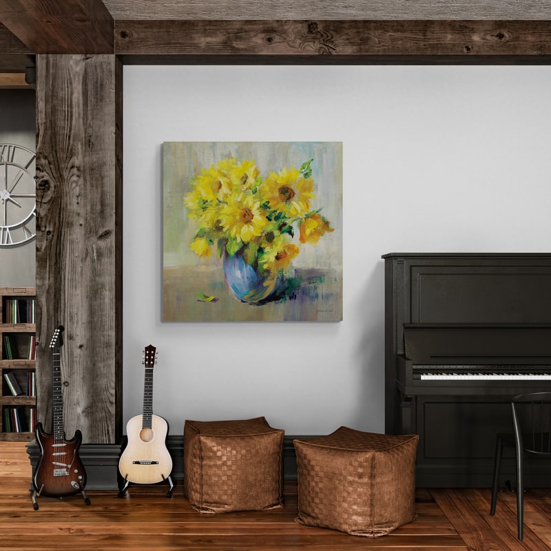 Sunflower Still Life II by Danhui Nai wall art in a living room