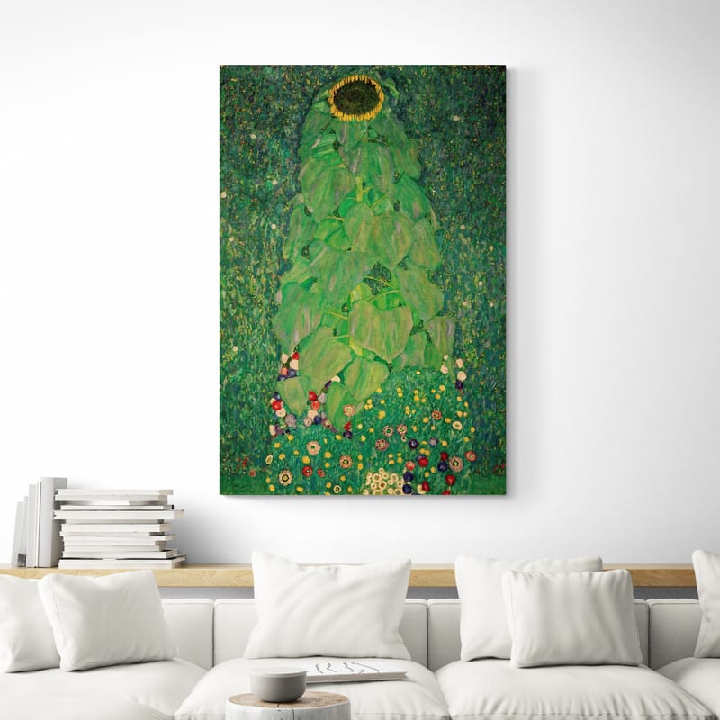 Sunflower by Gustav Klimt wall art in a living room