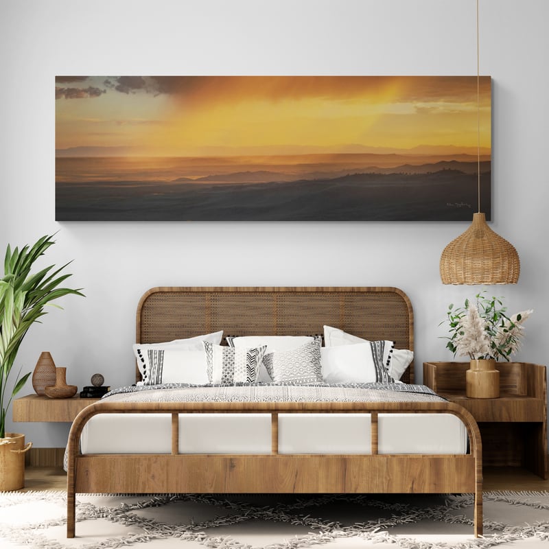 Sunset Clouds In The Tetons I by Alan Majchrowicz wall art in a bedroom