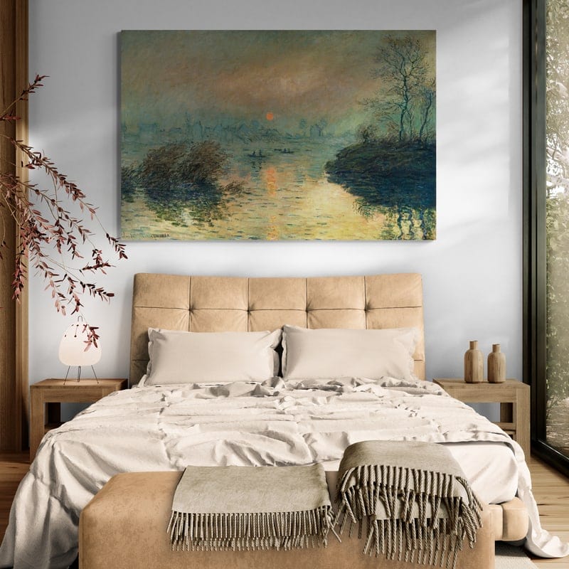 Sunset on the Seine at Lavacourt Winter Effect 1880 by Claude Monet wall art from Glam Wall Art
