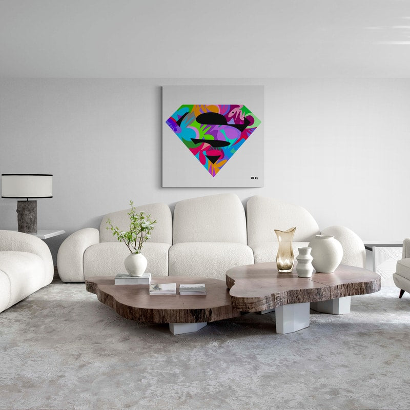 Superman Logo by Technodrome1 wall art in a living room