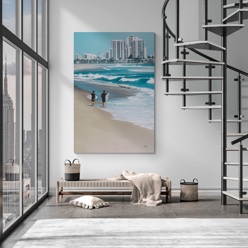 Surf Day by Max Blakesberg Studios wall art in a living room