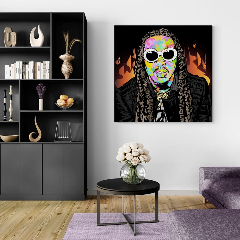 Takeoff RIP by Technodrome1 wall art in a living room