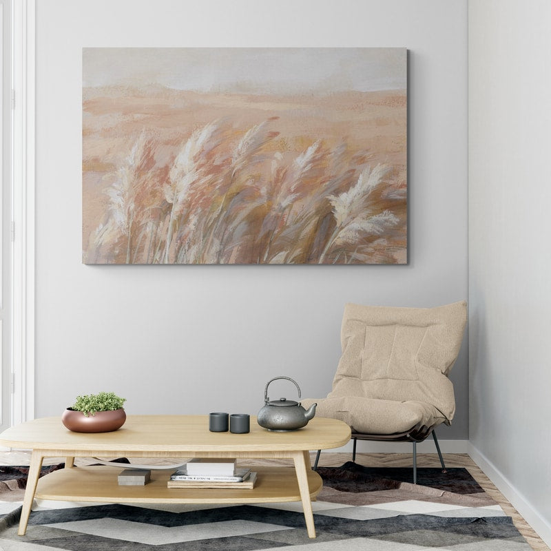Terracotta Prairie Grasses by Danhui Nai wall art in a living room