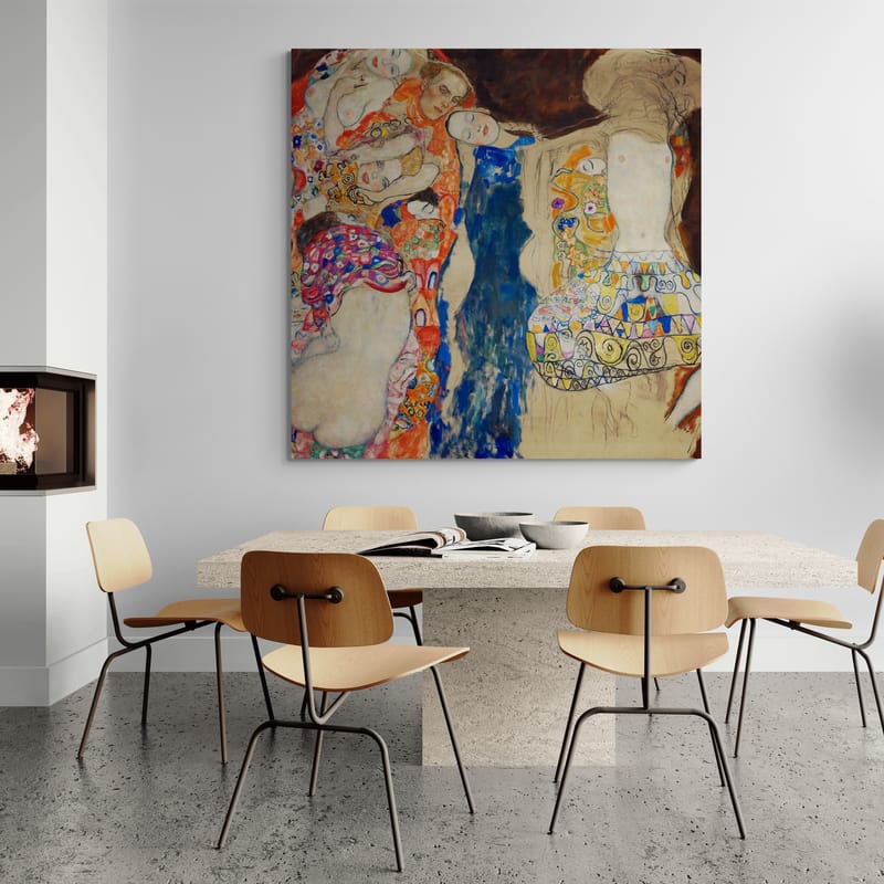 The Bride by Gustav Klimt wall art in a dining room