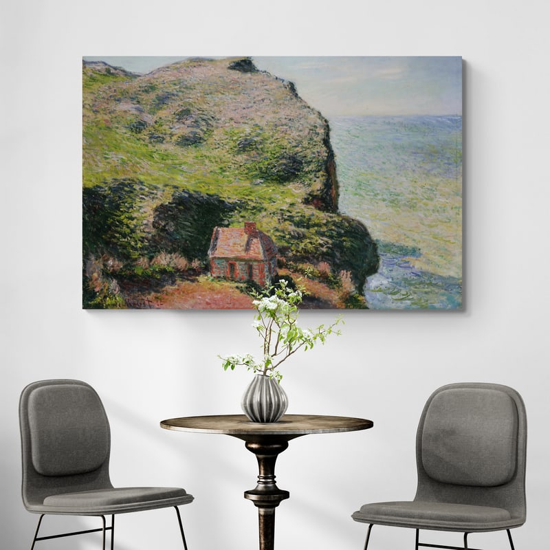 The Customs House, Varengeville 1882 by Claude Monet wall art in a living room