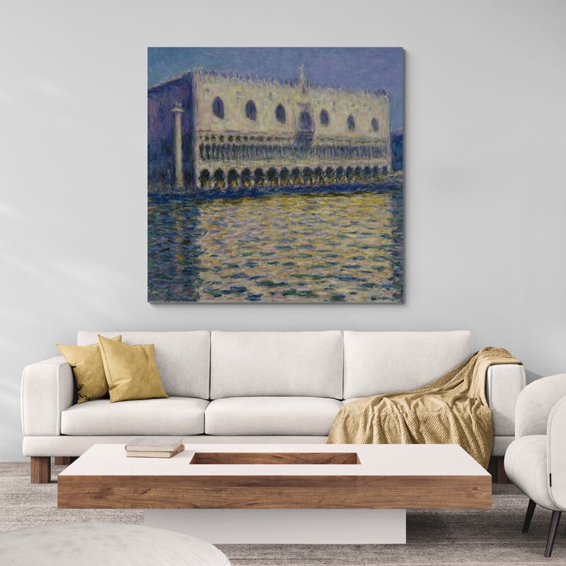 The Doges Palace 1908 II by Claude Monet wall art in a living room