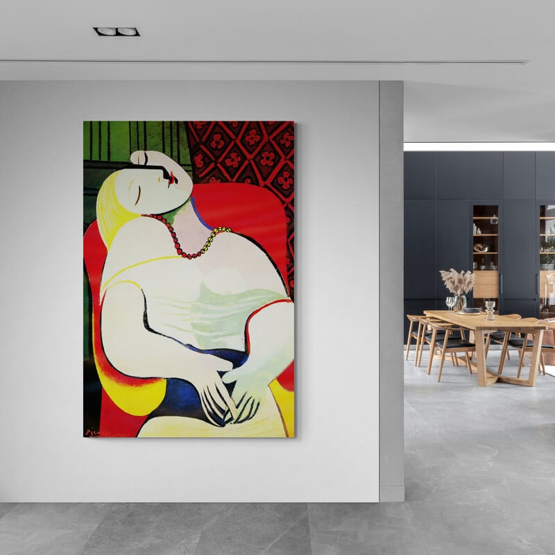 The Dream I by Pablo Picasso wall art in a hallway