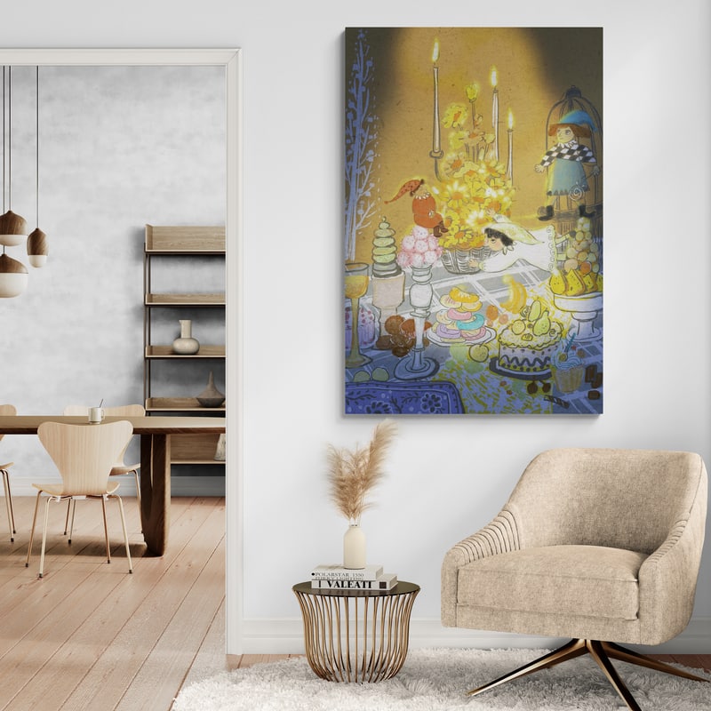 The Fairies' Banquet by Lisha Sun wall art in a living room