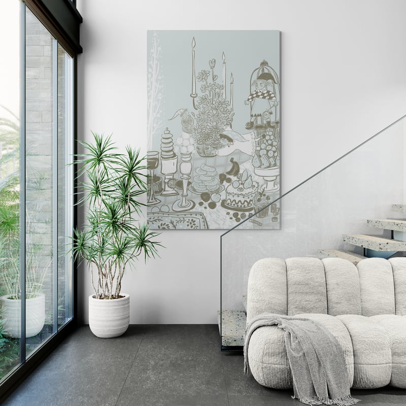 The Fairies' Feast by Lisha Sun wall art in a hallway