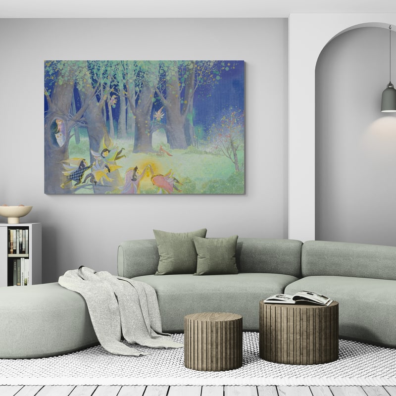 The Fairies' Revelry by Lisha Sun wall art in a living room