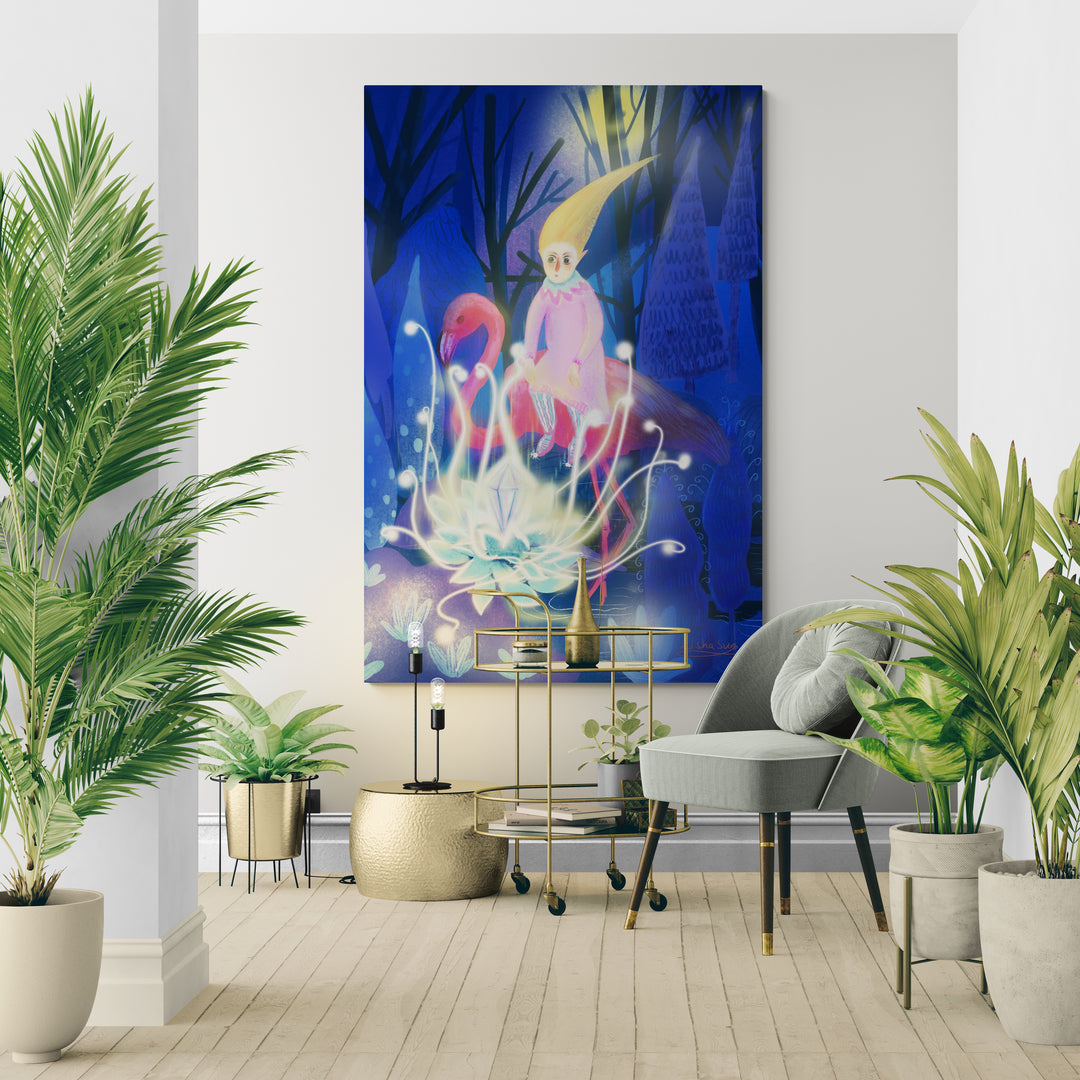 The Fairy Blossom by Lisha Sun wall art in a living room