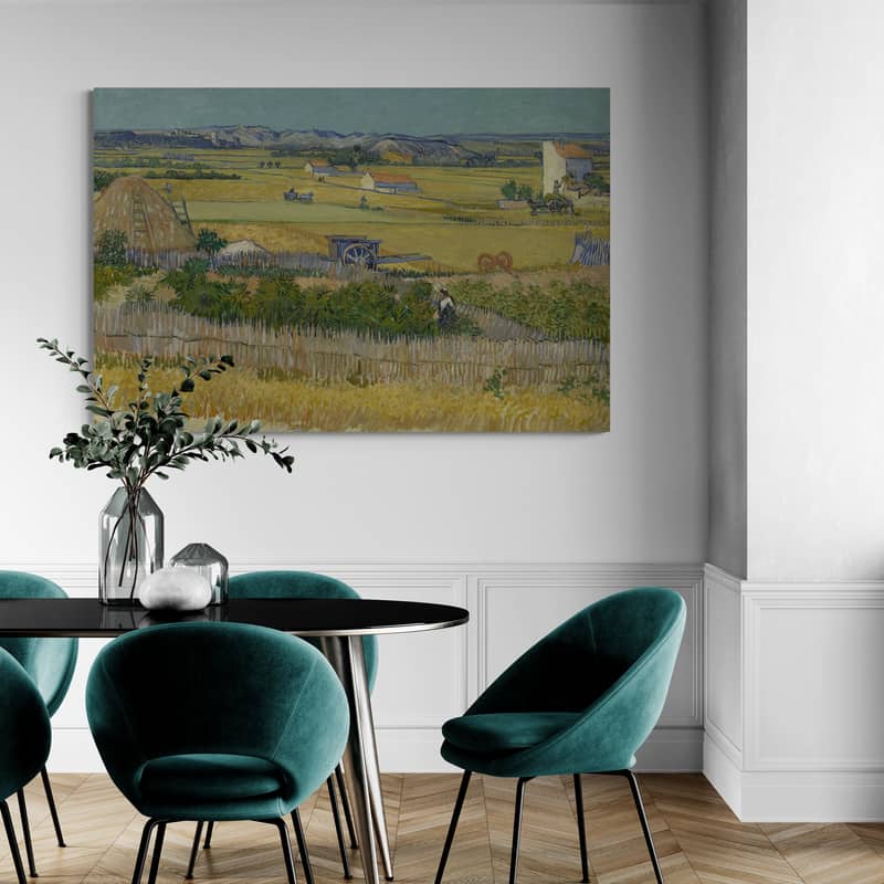 The Harvest 1888 by Vincent Van Gogh wall art in a dining room