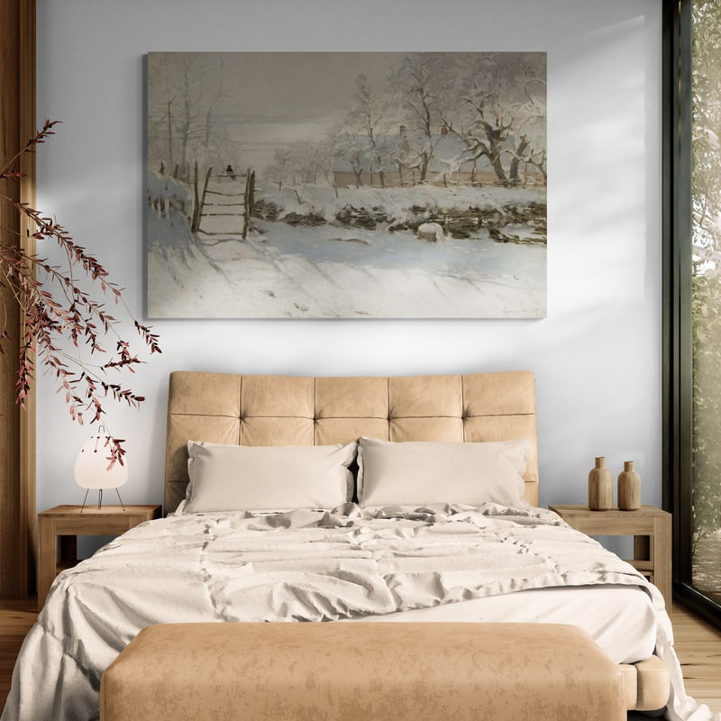 The Magpie 1869 by Claude Monet wall art in a bedroom