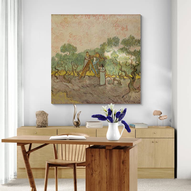 The Olive Orchard 1889 II by Vincent Van Gogh wall art in a living room