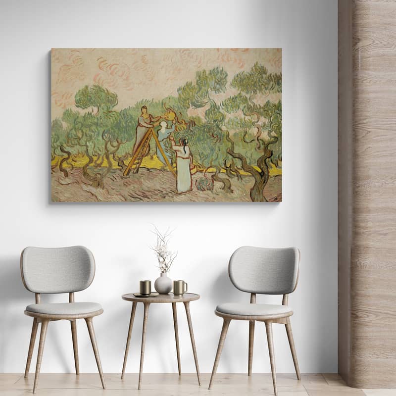 The Olive Orchard 1889 by Vincent Van Gogh wall art in a living room