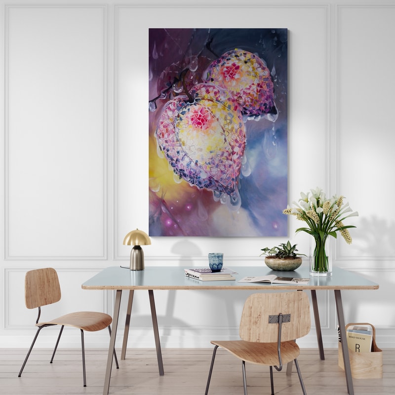 The Physalis by Marina Strijakova wall art in a dining room