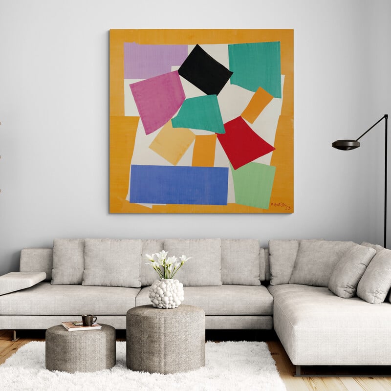 The Snail by Henri Matisse wall art in a living room