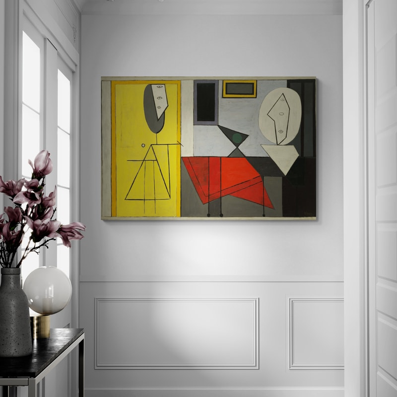 The Studio by Pablo Picasso wall art in a hallway