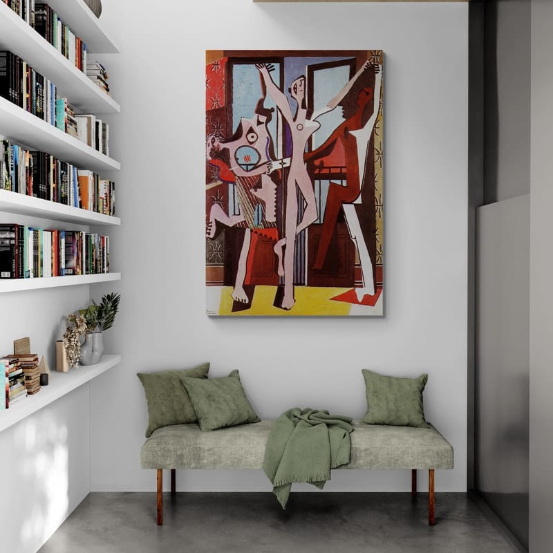 The Three Dancers by Pablo Picasso wall art in a living room