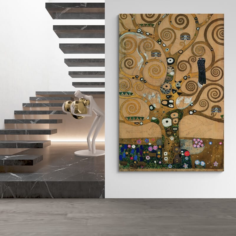 The Tree of Life Stoclet Frieze by Gustav Klimt wall art in a hallway