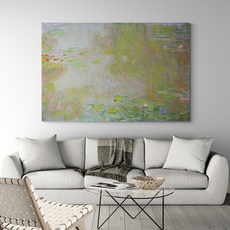 The Water-Lilies Pond 1917-1919 II by Claude Monet wall art in a living room