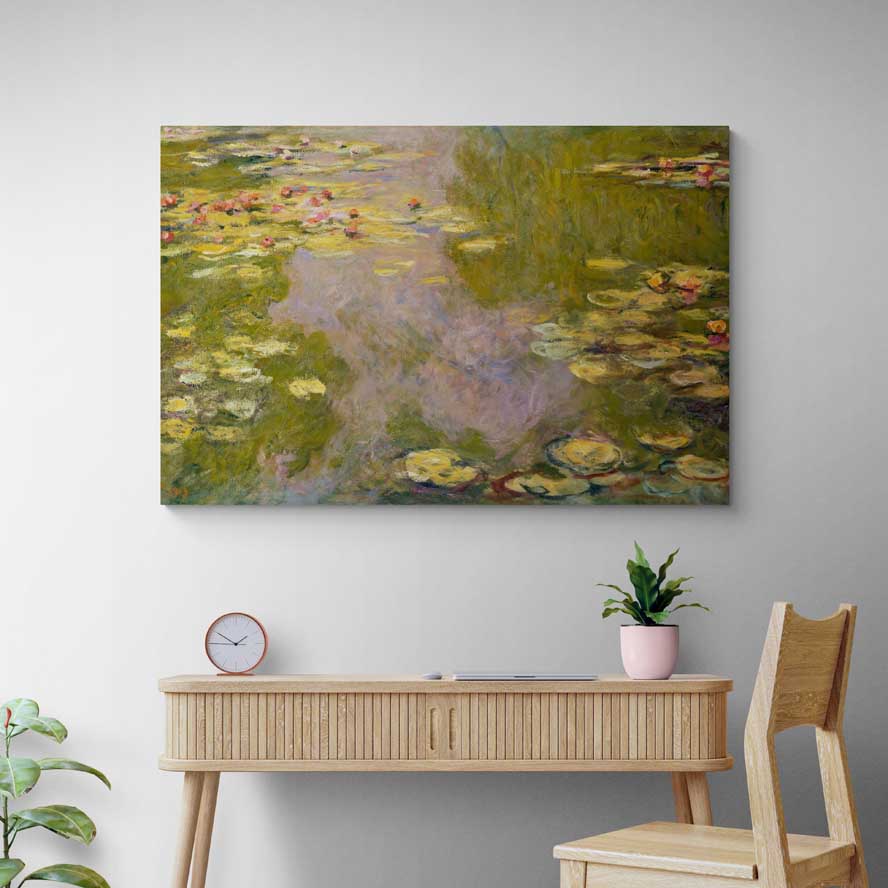 The Water-Lily Pond, Left Panel 1917-1919 by Claude Monet wall art in a living room