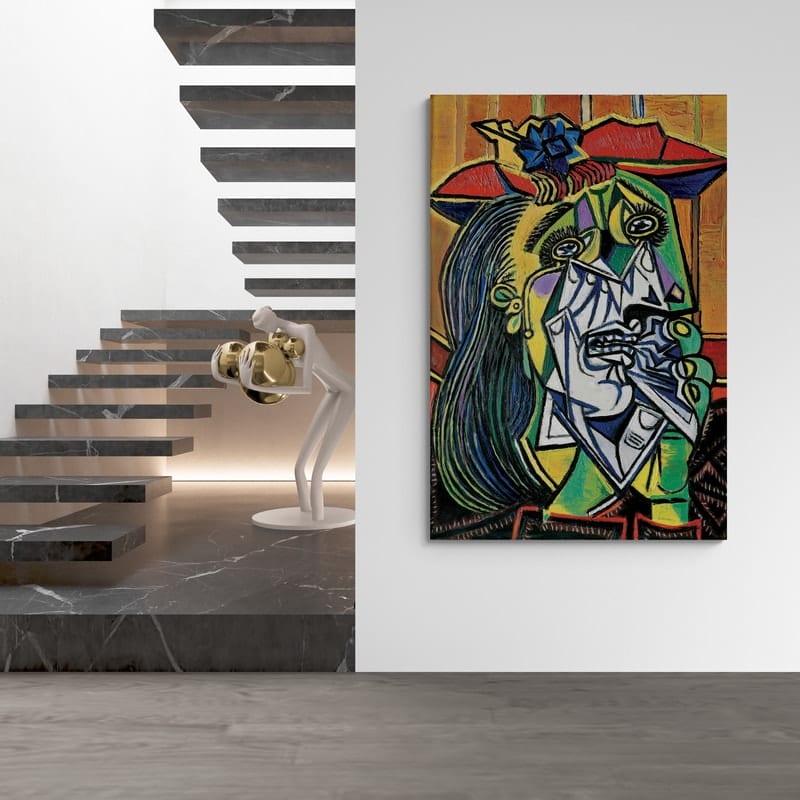The Weeping Woman by Pablo Picasso wall art in a hallway