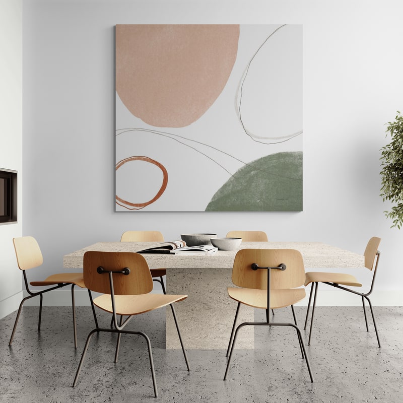 Threads Of Motion I Warm by Danhui Nai wall art in a dining room