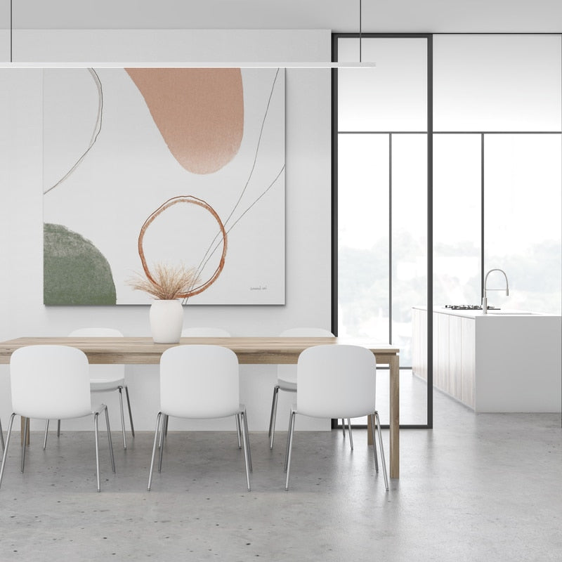 Threads Of Motion II Warm by Danhui Nai wall art in a dining room