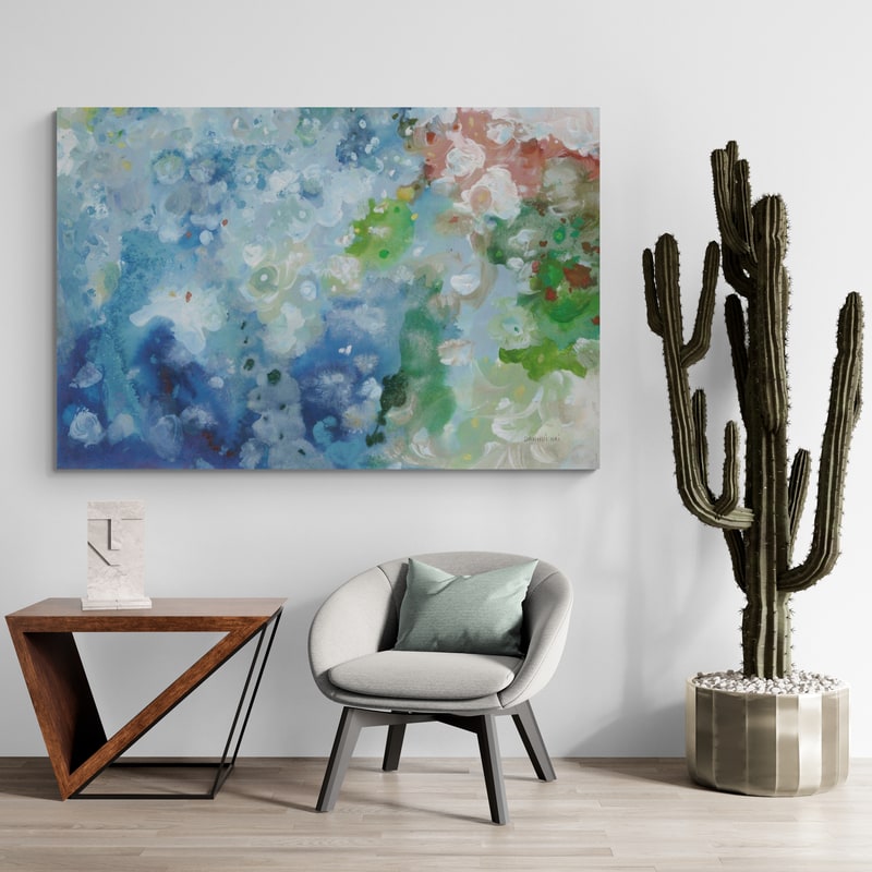 Tidepool Sparkle Pink Blue by Danhui Nai wall art from Glam Wall Art