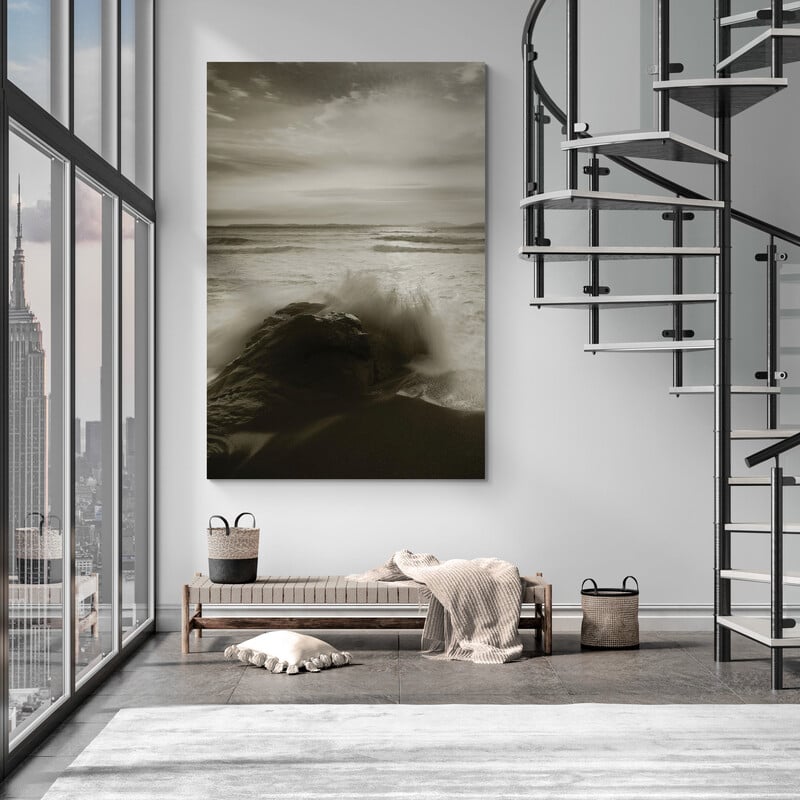 Tides And Waves Triptych I by Alan Majchrowicz wall art in a living room
