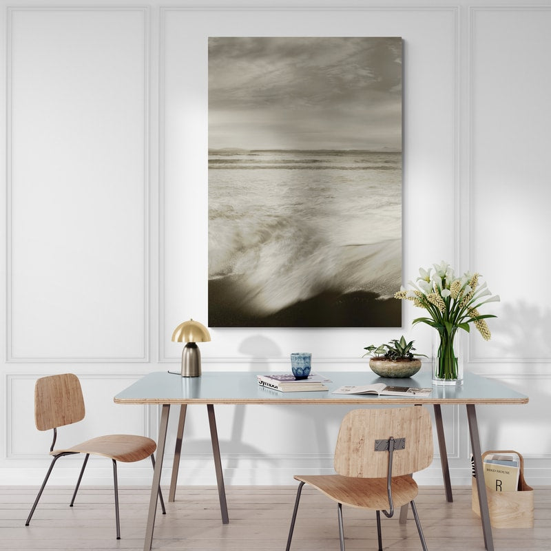 Tides And Waves Triptych Ii by Alan Majchrowicz wall art in a dining room
