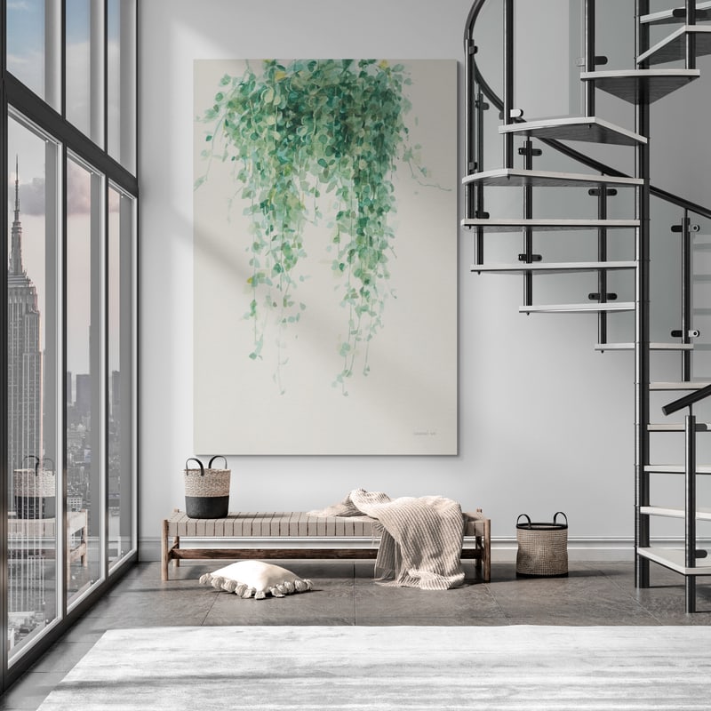 Trailing Vines I Cream by Danhui Nai wall art in a living room