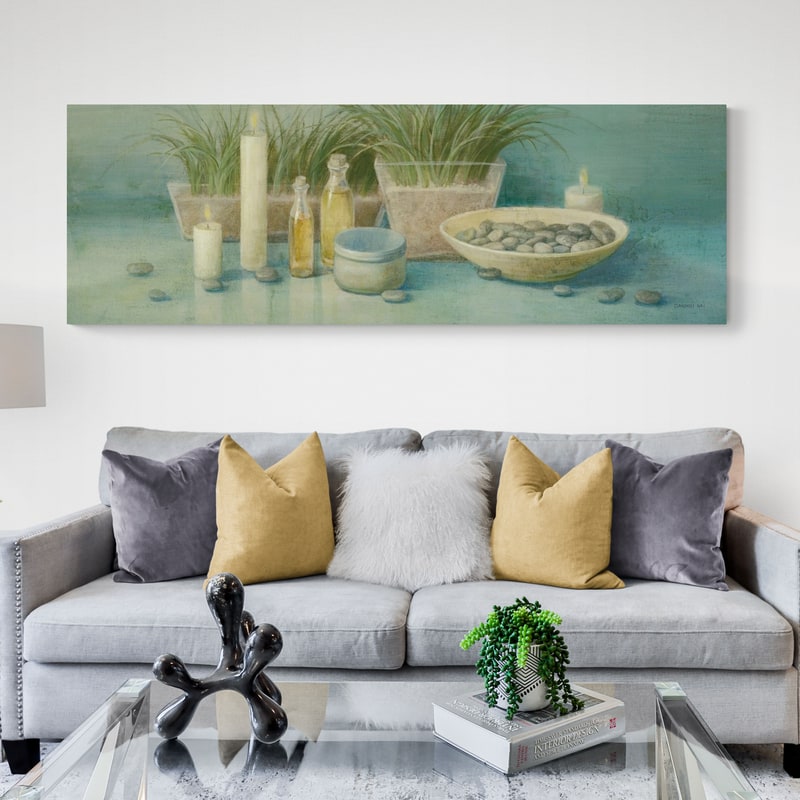 Tranquil Spa I by Danhui Nai wall art in a living room