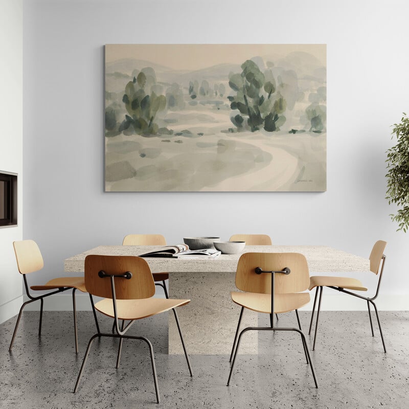 Tranquil Trails II by Danhui Nai wall art in a dining room