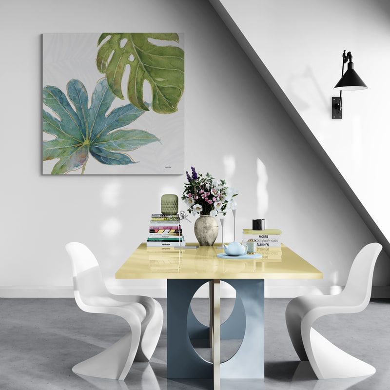 Tropical Blush VII by Lisa Audit wall art in a dining room