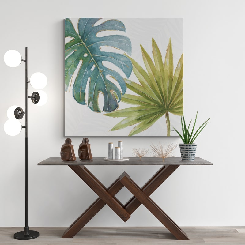 Tropical Blush VIII by Lisa Audit wall art in a hallway