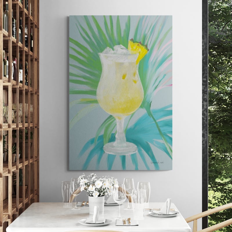 Tropical Cocktails I by Danhui Nai wall art in a dining room